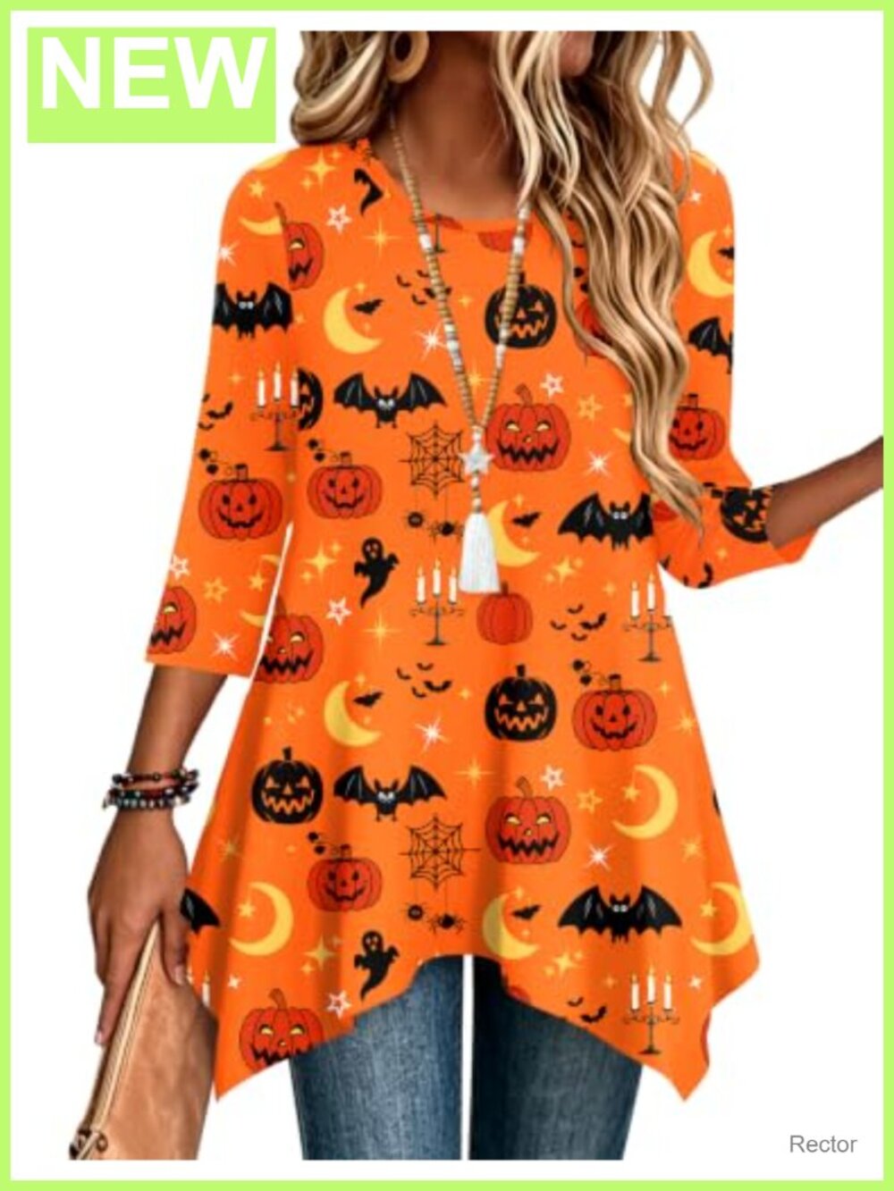 3/4 Sleeve Loose Fit Dressy Tunic Boho Shirt Plus Size